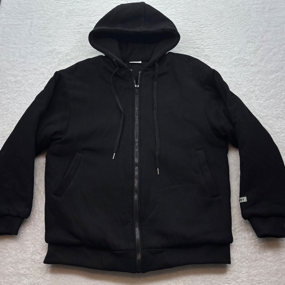 Comfrt Mens Medium Black Quilted Lining Full Zip Hoodie Streetwear RN170537